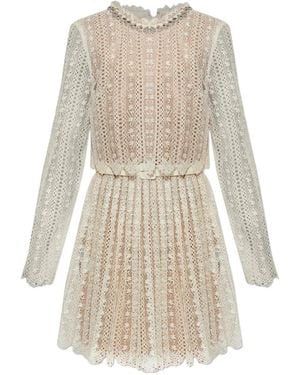 Self-Portrait Lace Embellished Maxi Dress - Natural