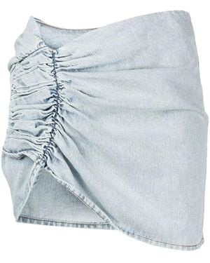 The Mannei Asymmetric Ruched Denim Skirt - Blue