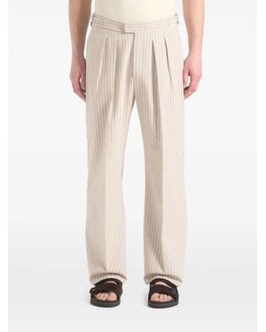 Manière De Voir Pierre pinstripe-pattern pleated tailored trousers - Natur