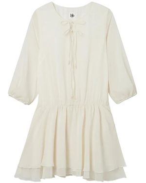 B+ AB Tie-Fastening Mini Dress - White