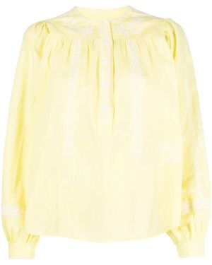 Zadig & Voltaire Embroidered-Detail Peasant Blouse - Yellow