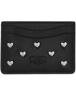 Ganni Bou Heart-Stud Cardholder - Black