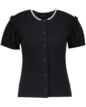 Simone Rocha Cárdigan De Manga Farol De Punto Calado - Negro