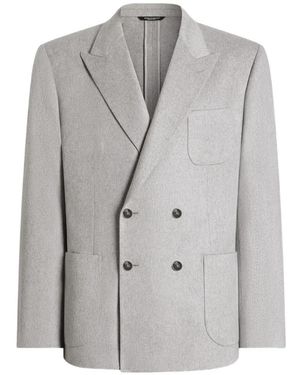 Dolce & Gabbana Double-Breasted Virgin-Wool Jacket - Grey