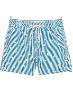 MC2 Saint Barth Striped Pattern Swim Shorts - Blue