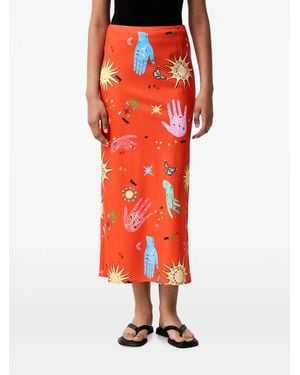 Never Fully Dressed Celestial Dorris Midirock Mit Print - Rot