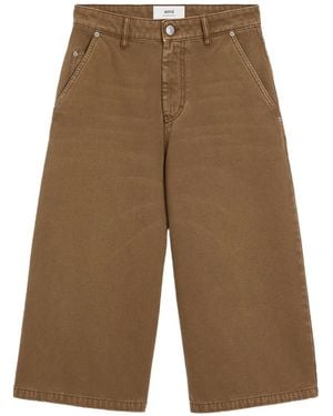 Ami Paris Bermuda Cotton Shorts - Brown
