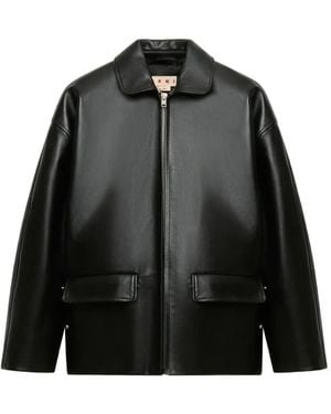 Marni Zip-Up Leather Jacket - Black