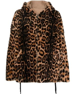 Yves Salomon Animal-Print Lambs Wool Jacket - Natural