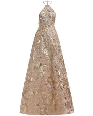 Elie Saab Sequin-Embroidered Maxi Dress - Natural