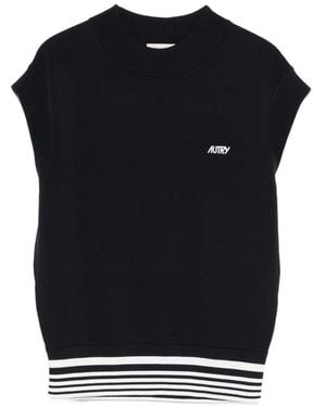 Autry Stripe-Detailed Vest - Black