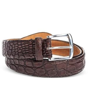 D'Amico Crocodile-Effect Leather Belt - Brown