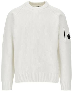 C.P. Company Jersey De Canalé Con Detalle Lens - Blanco