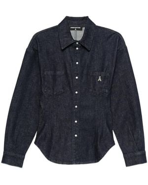Patrizia Pepe Balloon-Sleeve Denim Shirt - Blue