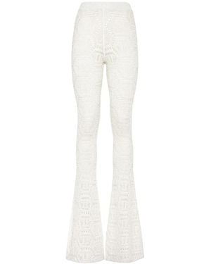 Philipp Plein Monogram-Pattern Open-Knit Trousers - White