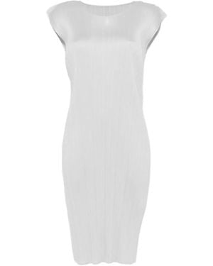 Pleats Please Issey Miyake Jurk Met Korte Mouwen - Wit
