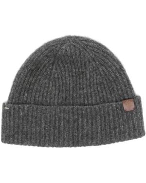 Eleventy Ribbed-Knit Beanie Hat - Grey