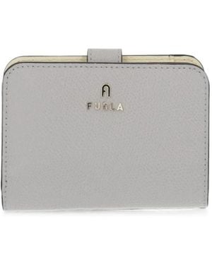 Furla Logo-Plaque Pebbled-Leather Wallet - Grigio