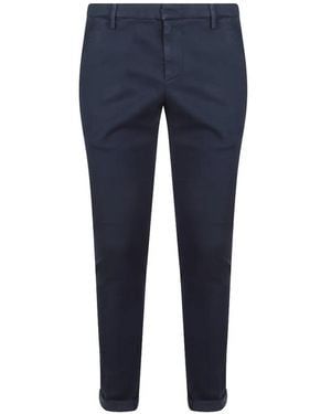 Dondup Pantalones Con Placa Del Logo Y Dobladillo Con Vuelta - Azul