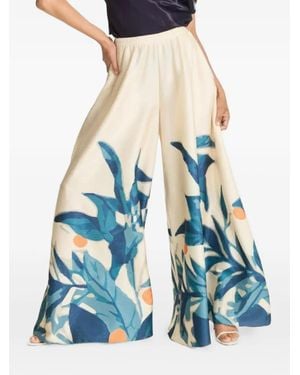 Diarrablu Jant Botanical-Print Palazzo Pants - Blue