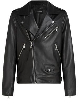 KARL LAGERFELD Essential Leather Jacket - Black