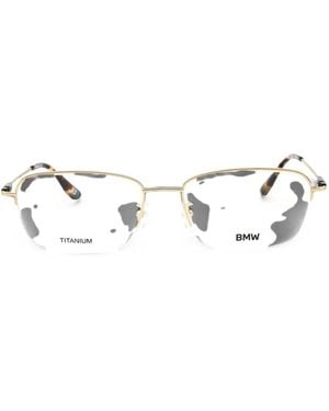 BMW Rectangle-Frame Titanium Glasses - White
