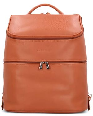 Longchamp Le Foulonné Grained-Leather Backpack - Orange