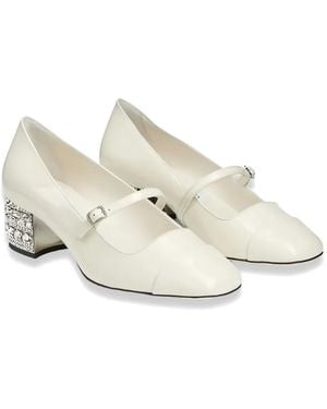 Jimmy Choo Elisa Crystal-Embellished Leather Court Shoes - White
