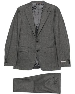 Canali Wollen Pak Met Visgraat-Patroon - Grijs