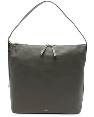A.P.C. Maxi Vera Schultertasche Aus Gekörntem Leder - Schwarz