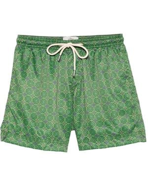 Peninsula Caprera Geometric-Print Drawstring Swim Shorts - Green