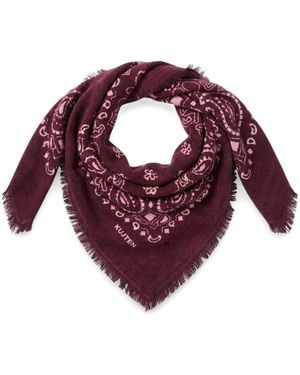Kujten Paisley-Print Frayed Scarf - Purple