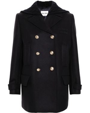 Miu Miu Abrigo con parche y logo - Negro