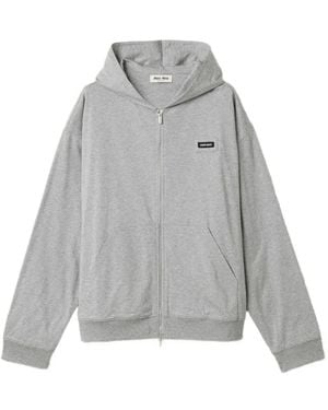 Miu Miu Sudadera Con Capucha Y Parche Del Logo - Gris