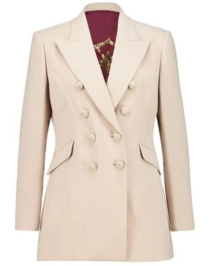 Johanna Ortiz Herencias Del Alma Palm Tree-Embroidered Double-Breasted Jacket - Natural