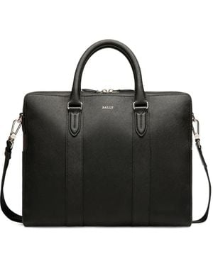 Bally Embossed Leather Briefcase - Black