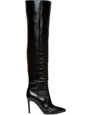 Ginissima 95Mm Leather Boots - Black