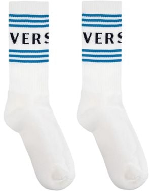 Versace Logo-Jacquard Socks - White