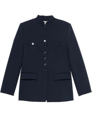 ViCOLO Mandarin-Collar Button-Up Jacket - Blue