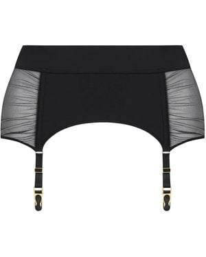 Scandale Nuit Fauve Mesh-Panel Suspender Belt - Black