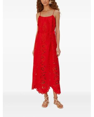 FARM Rio Floral-Embroidered Midi Dress