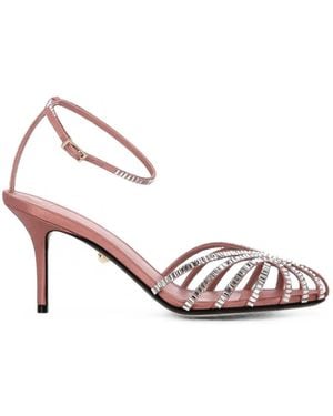 ALEVI Penelope Crystal-Embellished Silk Sandals - Pink