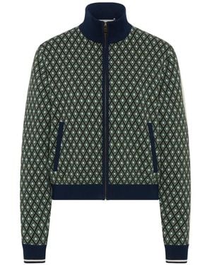 The Upside Viva Margot Geometric-Pattern Cardigan - Green