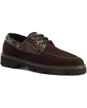 Giuseppe Zanotti Crocodile-Embossed Suede Lace-Up Shoes - Brown
