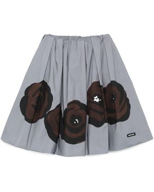 Miu Miu Popeline-Minirock mit Blumen-Print - Grau