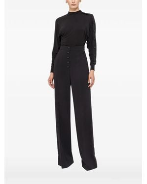 Nissa Tencel And Wool Button-Detail Top - Black