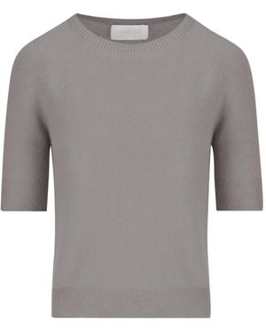 Vanisé Kurzärmeliger Kaschmirpullover - Grau