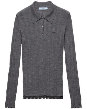 Prada Wool Polo Jumper - Grey