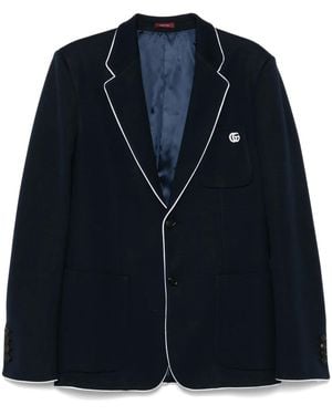 Gucci Embroidered Jersey Blazer - Blue