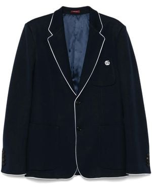 Gucci Embroidered Jersey Blazer - Blue